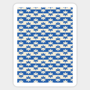 Retro Floral Pattern - White Blue Sticker